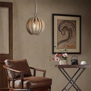 Bianca Rustic Wood Art Pendant Light