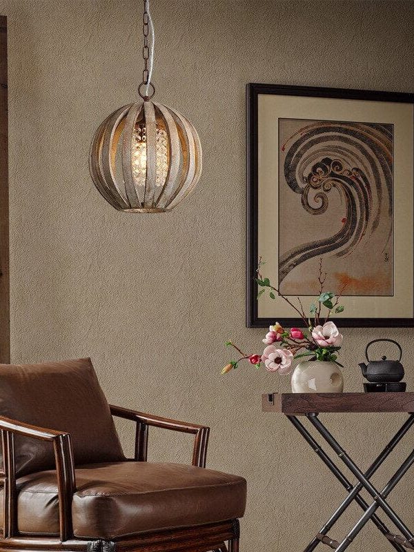 Bianca Rustic Wood Art Pendant Light