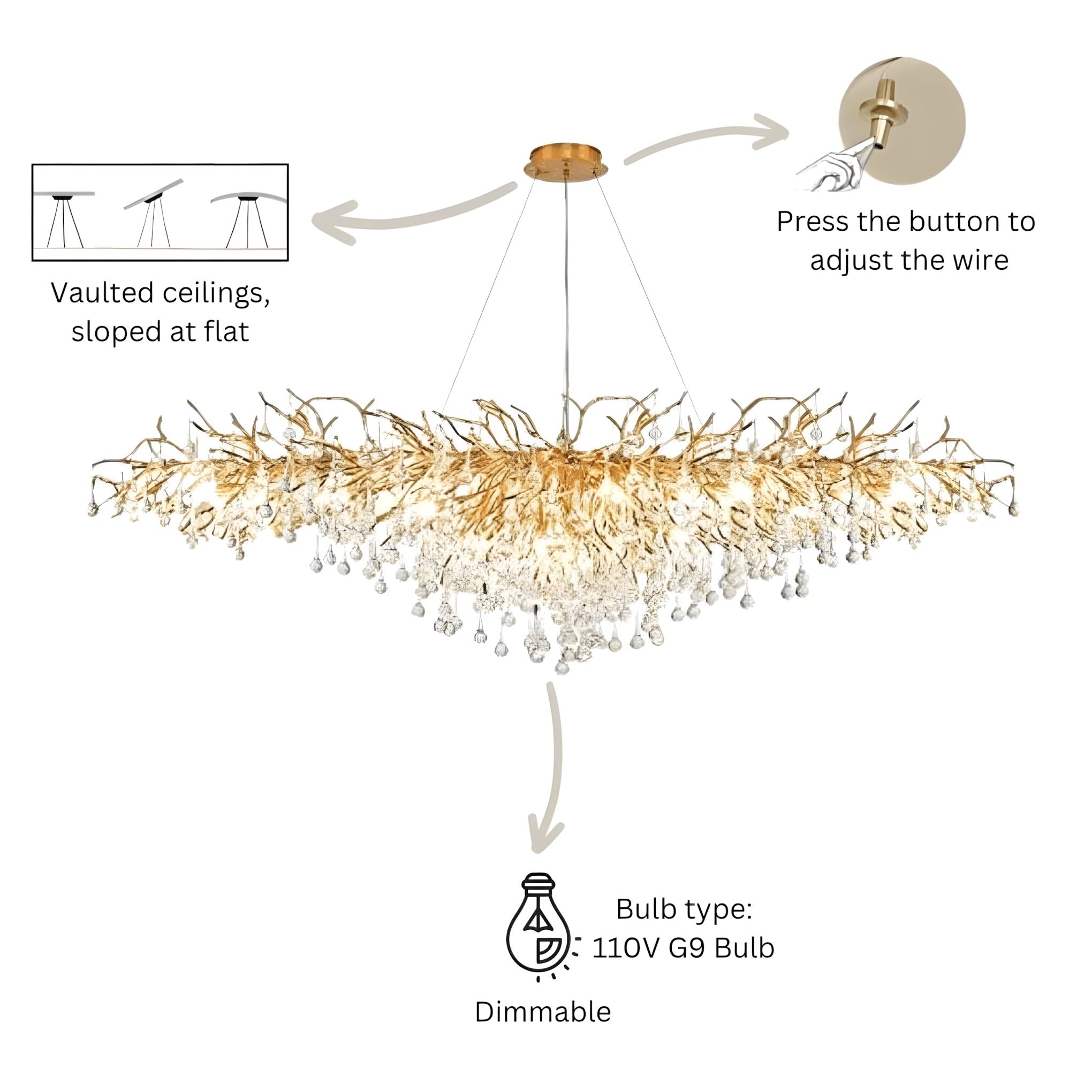 Dribble Modern Crystal Raindrop Branch Chandelier - Image 15