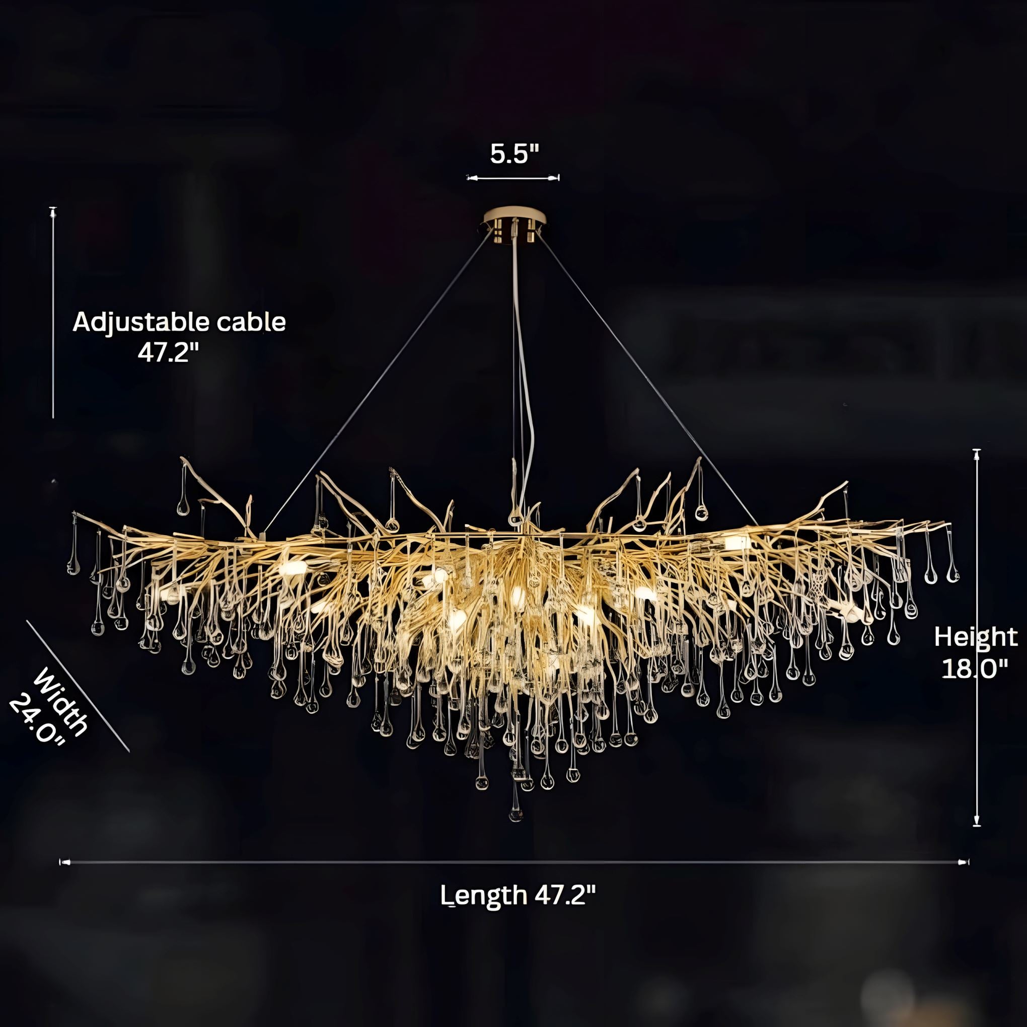 Dribble Modern Crystal Raindrop Branch Chandelier - Image 16