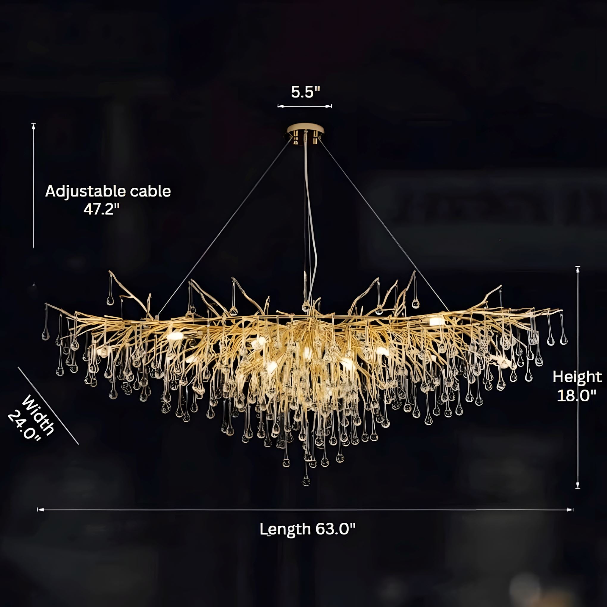 Dribble Modern Crystal Raindrop Branch Chandelier - Image 17