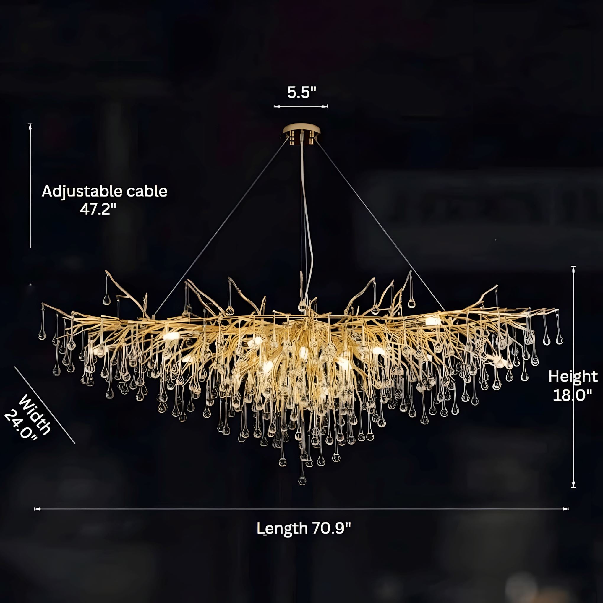 Dribble Modern Crystal Raindrop Branch Chandelier - Image 19
