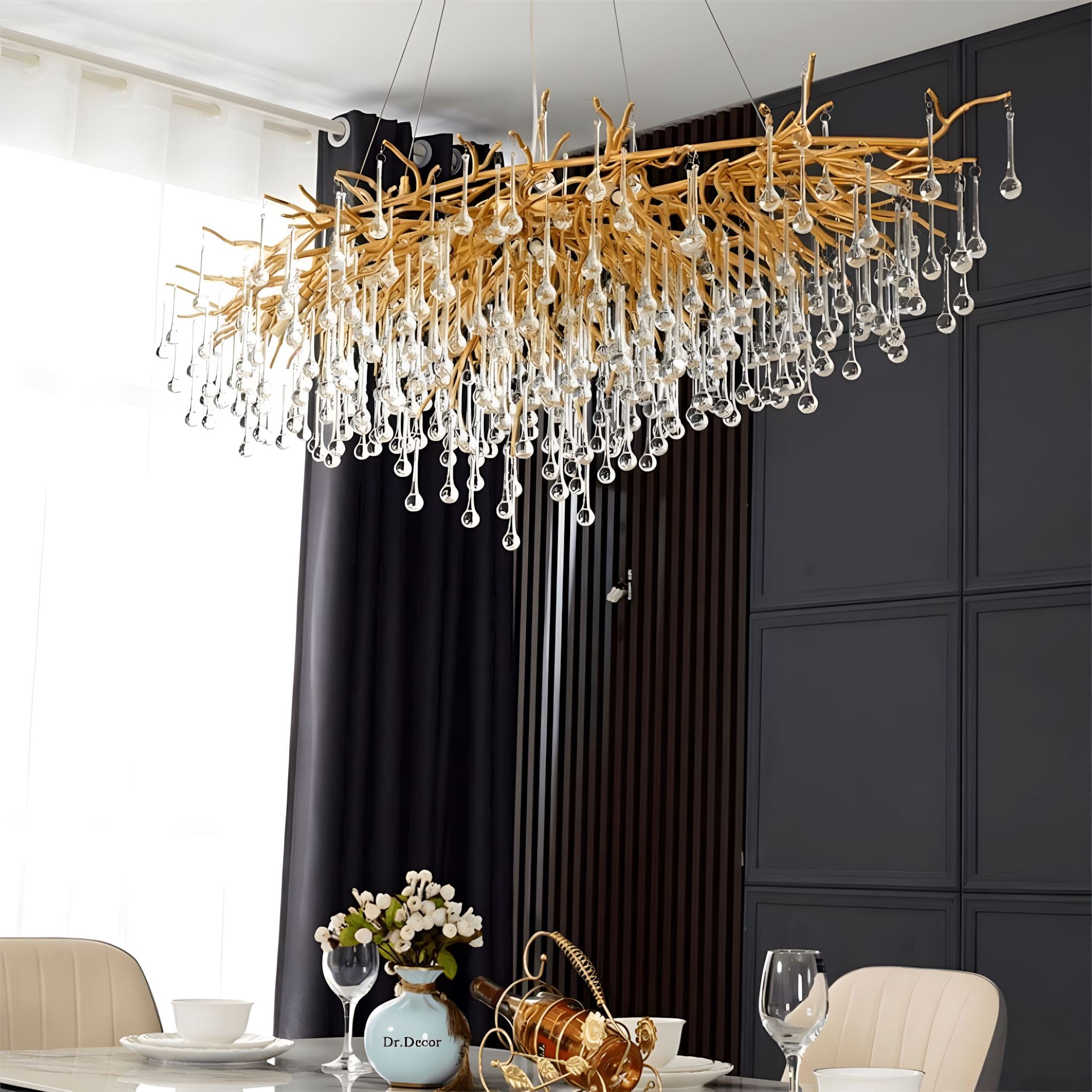 Dribble Modern Crystal Raindrop Branch Chandelier - Image 8
