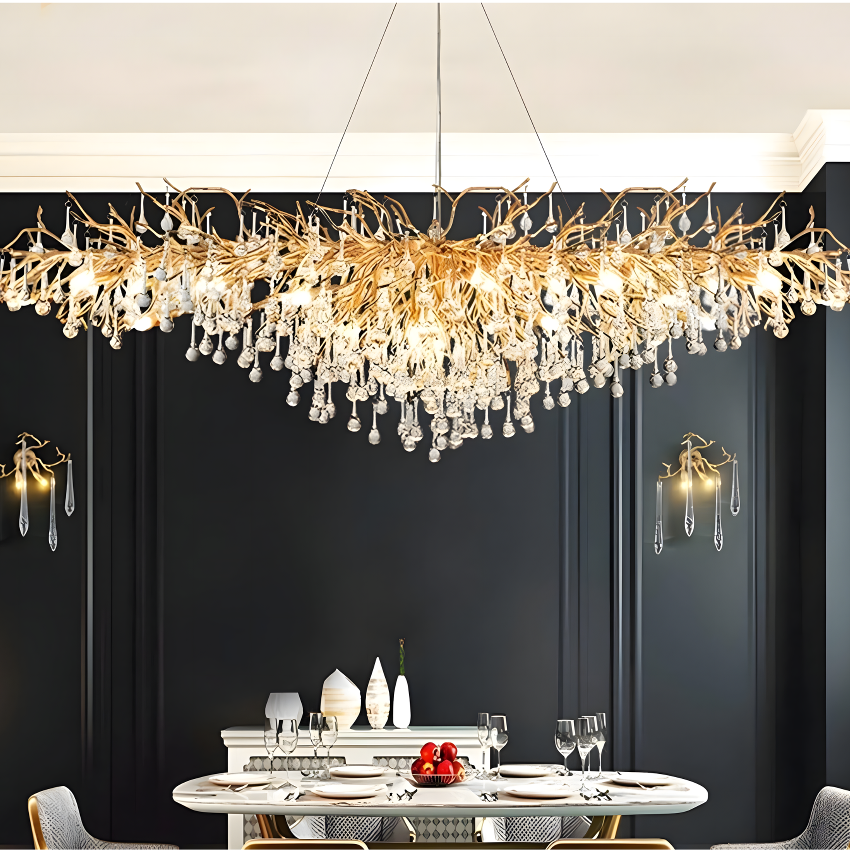 Dribble Crystal Chandelier — full view