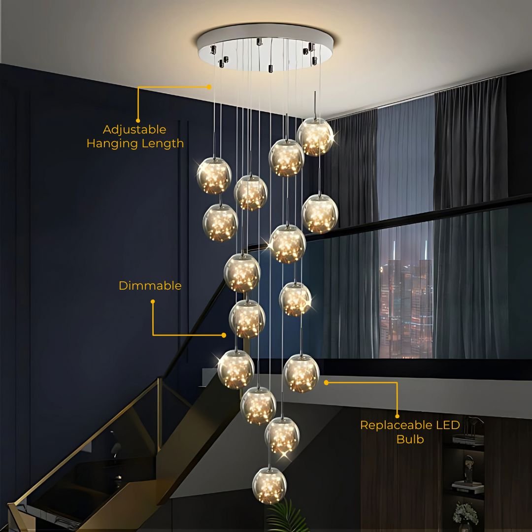 Felicity Spiral Multi-Light Crystal Bubble Chandelier - Image 3