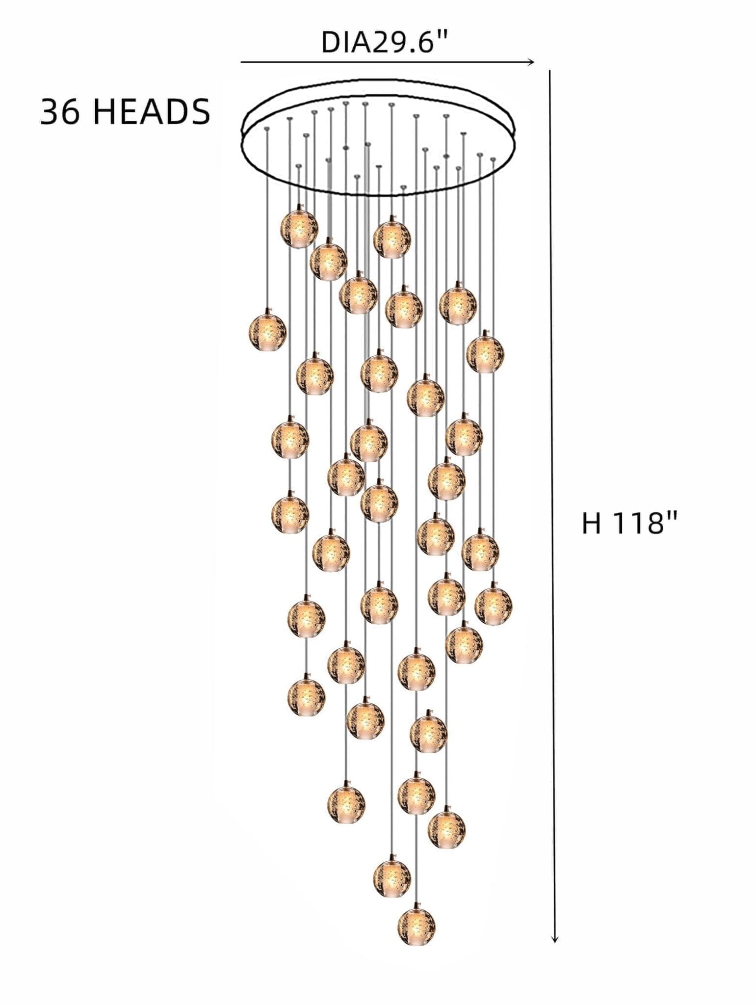 Felicity Spiral Multi-Light Crystal Bubble Chandelier - Image 30