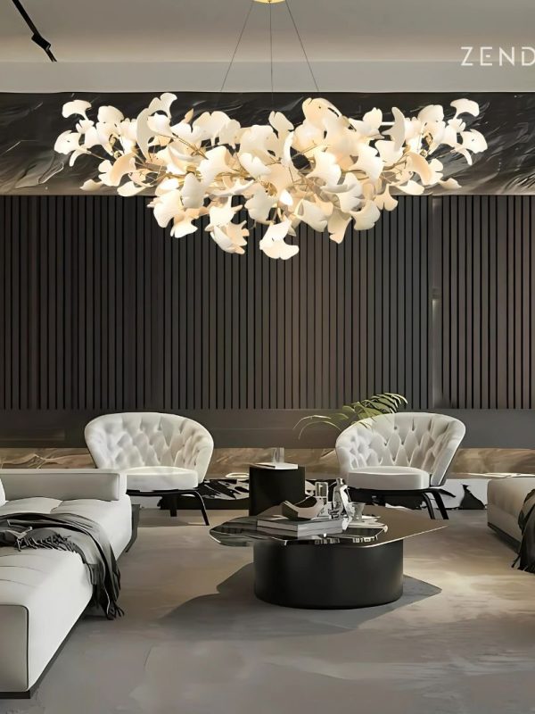 Gingko Nature-Inspired Ceramic Petal Chandelier