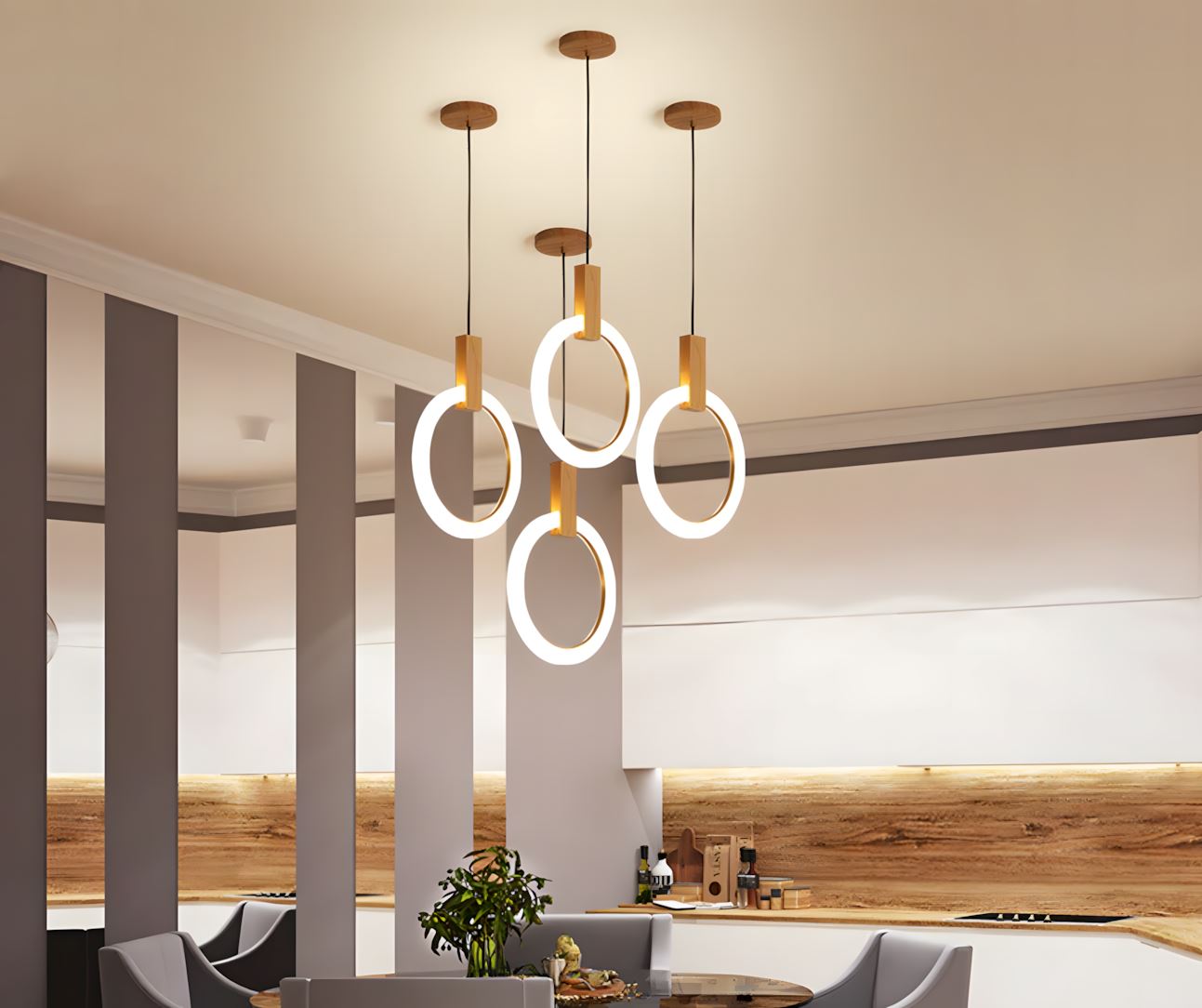 Halo Willow Wood Ring LED Chandelier - Image 18