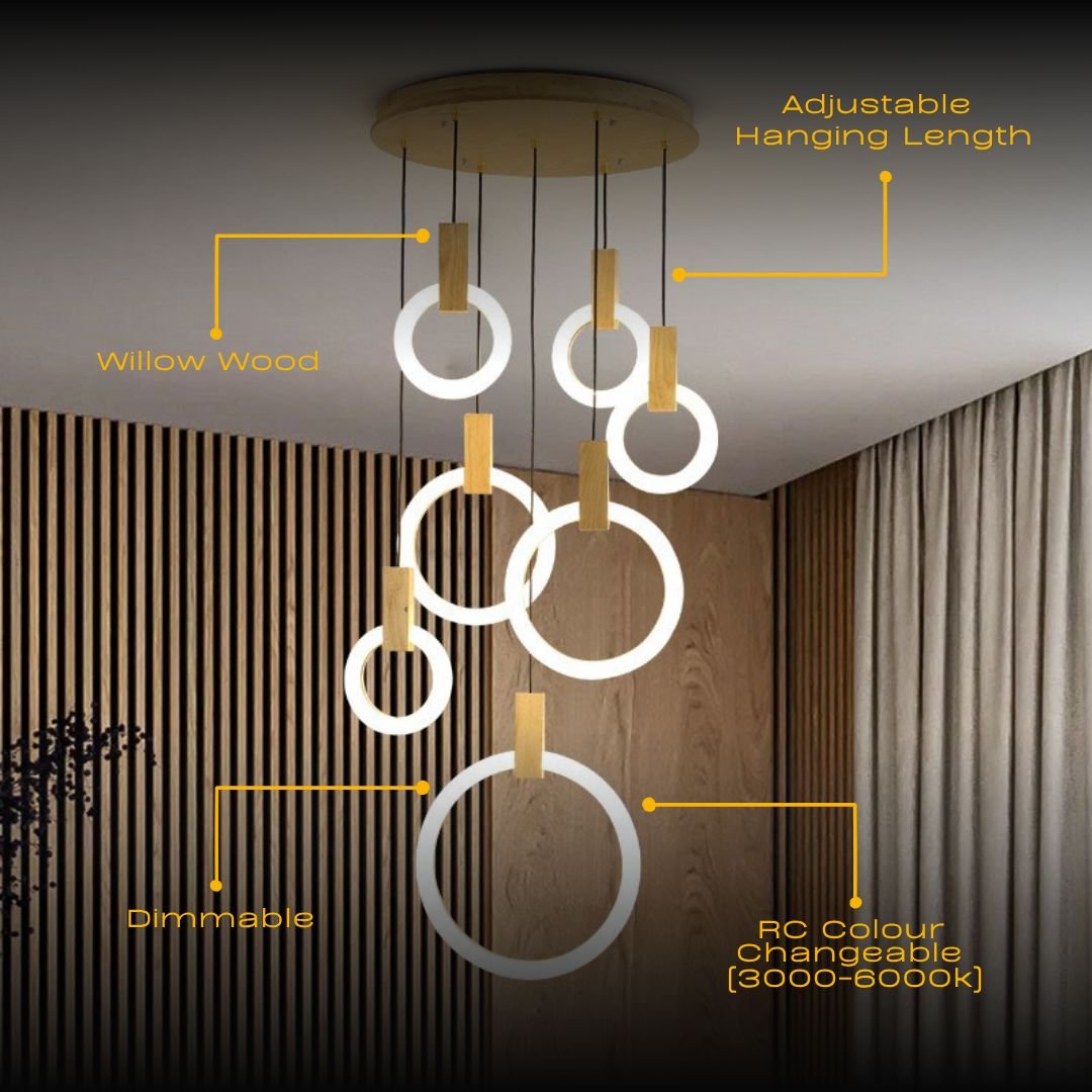Halo Willow Wood Ring LED Chandelier - Image 3
