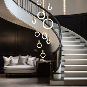 Halo Willow Wood Ring LED Chandelier