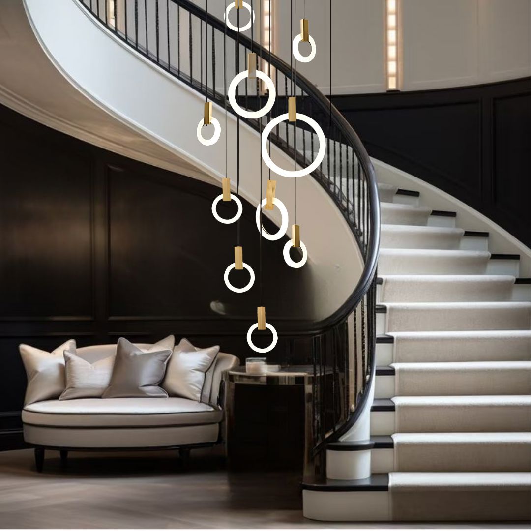 Halo Willow Wood Ring LED Chandelier
