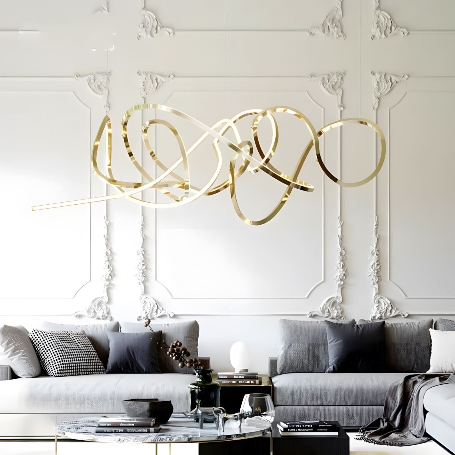 Swirl Modern Minimalist LED Dimmable Chandelier